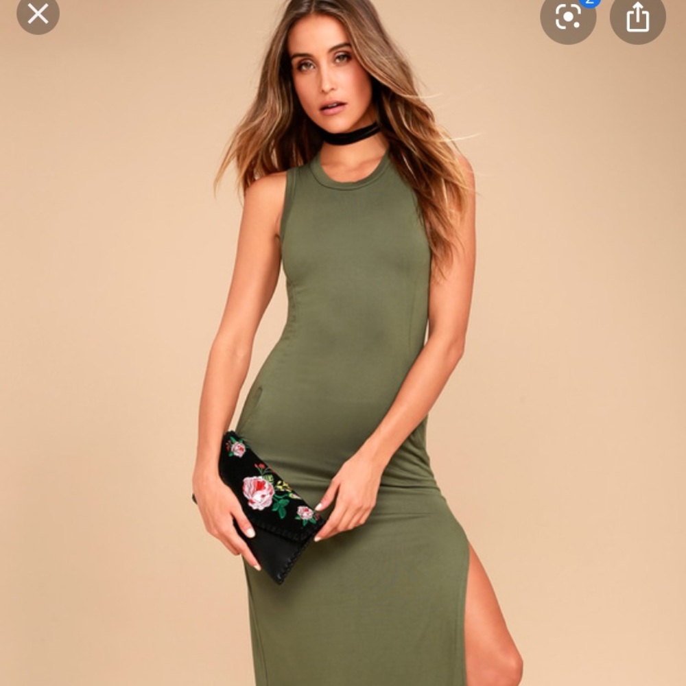 Lulus olive green maxi dress